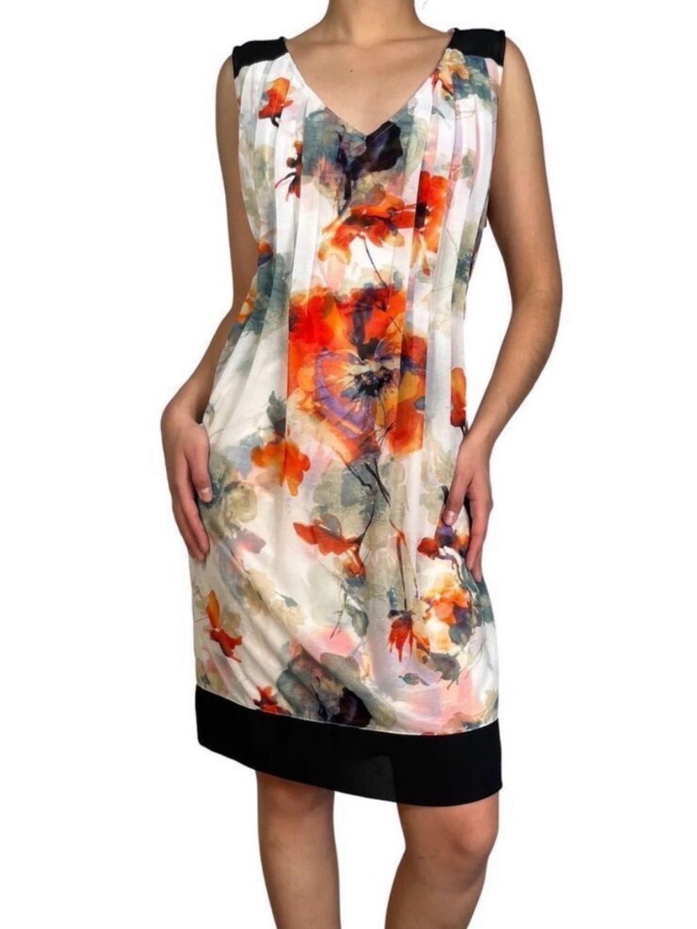 Simply Vera Wang | Pleated Belted Floral Dress L
